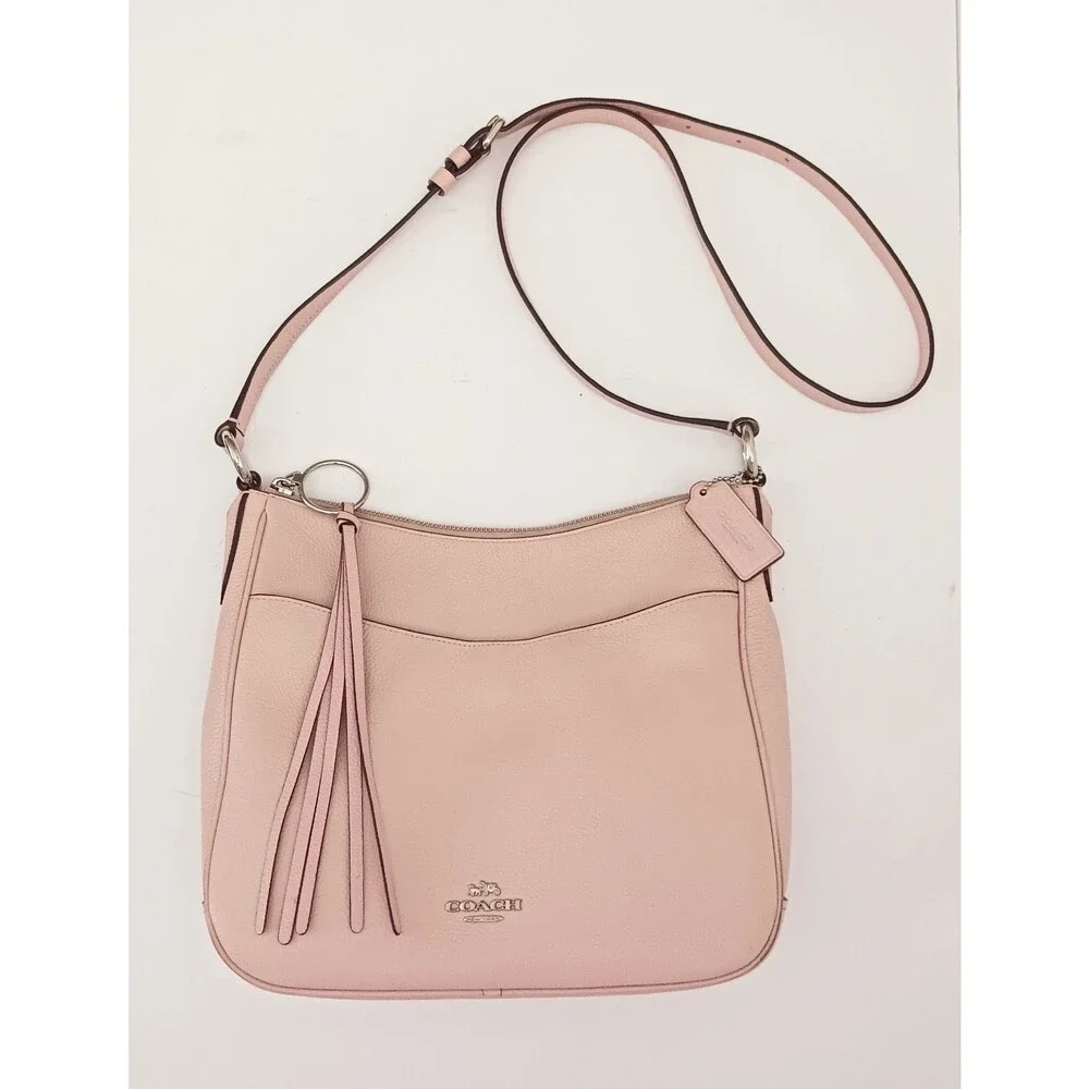 Coach Chaise Crossbody Lt Pink Pebbled Leather 35543 Tassel Trim
